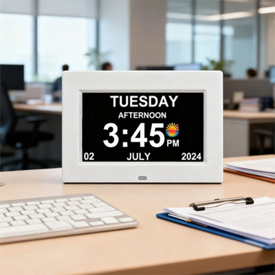 Digital Alarm Clock Lcd Calendar Elderly Time Reminder from B&Q