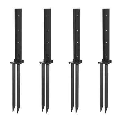  - B-4Pcs Heavy Duty Fence Post Anchor Repair Kit Support Stakes Steel Ground Spike