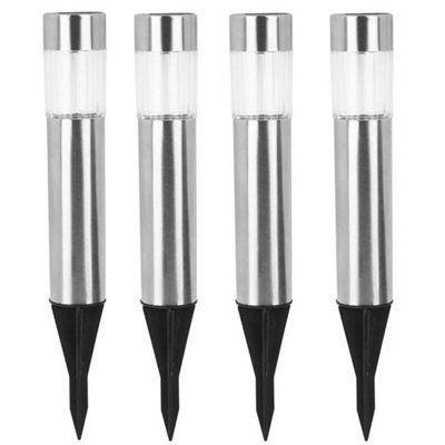  - 4Pcs Solar Powered Stainless Steel Led Post Stake Lights Garden Patio Outdoor