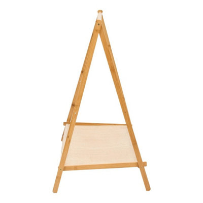  - Natural Heavy Duty Wooden Clothes Rail Rack Garment Hanging Stand Ladder Shelf Wardrobe
