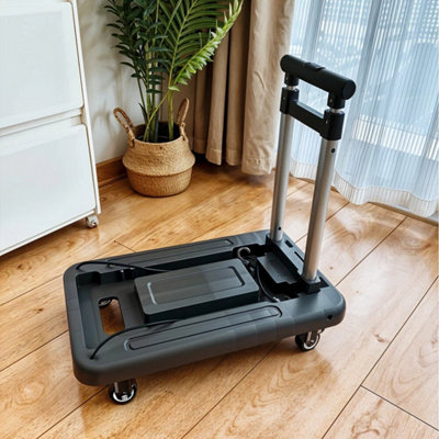  - Black-L Heavy Duty 100Kg Folding Hand Truck Dolly Cart Luggage Sack Barrow Trolley Carts