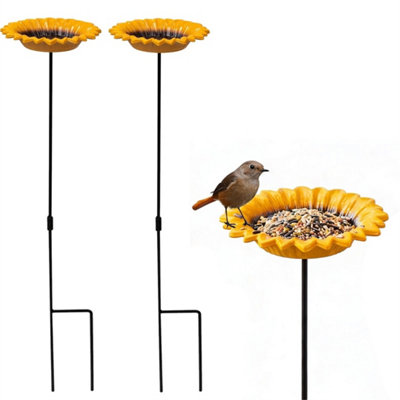 2Pcs Cast Iron Sunflower Bird Bath Feeder Garden Ornament from B&Q