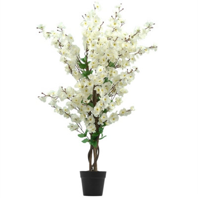 Artificial Cherry Blossom Potted Plant White Wintersweet Flower from B&Q