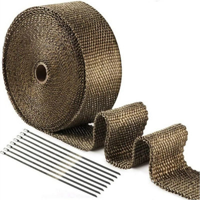20M Titanium Heat Wrap Exhaust Tape With 10 Ties from B&Q