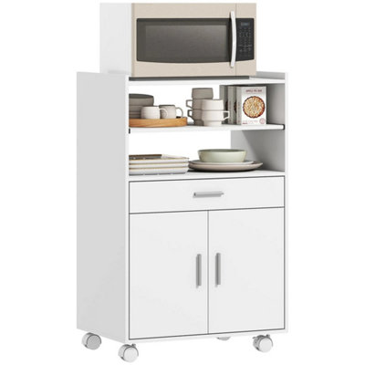 - Kitchen Trolley With WheelsModern Mobile Microwave Stand With Slide-Out Shelf