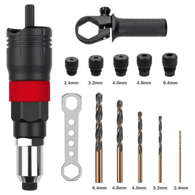 Electric Rivet Nut Gun Cordless Drill Pop Adapter Riveting Riveter Insert Kit from B&Q