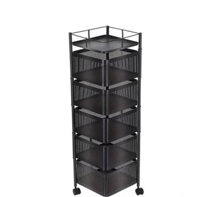 6 Tier Kitchen Rotating Storage Trolley Cart Utility Mobile Shelf Rack from B&Q