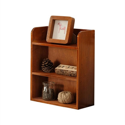  - 3 Tier Wooden Wall Shelve Hanging Tabletop Shelf Storage Display Rack