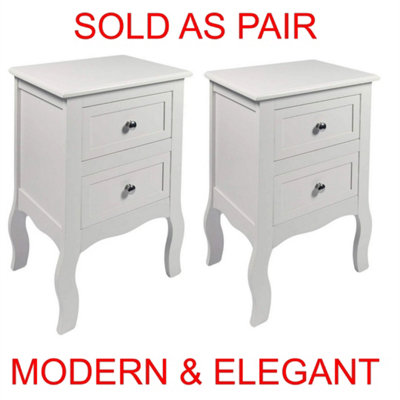  - Pair Of White Bedroom Bedside Table Cabinet Nightstand With 2 Drawers