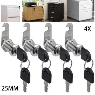 4Pcs 25mm Cam Lock Cabinet Drawer Locker Door Barrel With 8 Keys