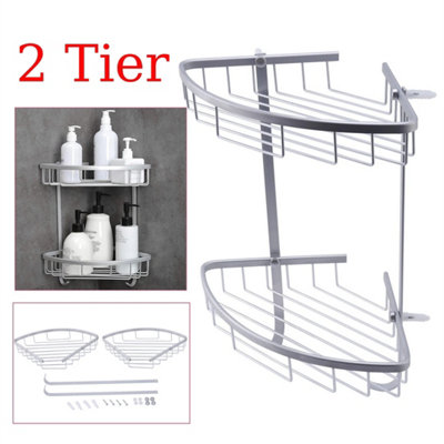 2-Tier Stainless Steel Shower Corner Shelf Bathroom Storage Rack from B&Q
