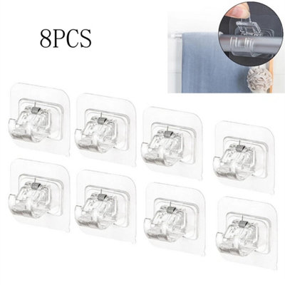 8Pcs Self Adhesive Curtain Rod Hooks Nail Free Adjustable from B&Q
