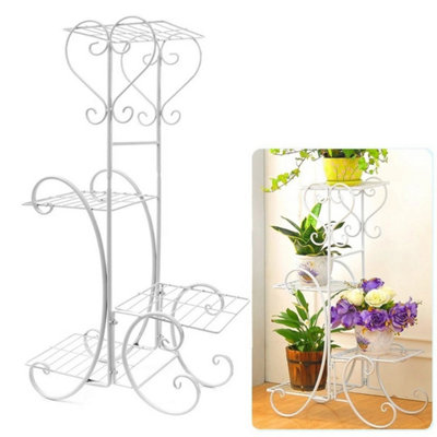  - White-4Tier Metal Plant Stand Home Indoor Outdoor Garden Flower Pot Shelf Display Rack