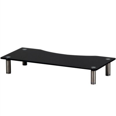 Adjustable Black Monitor Stand Riser For Pc Desk Screen Keyboard