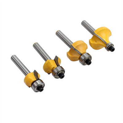 B&Q 4Pcs 1/4" Shank Round Over Router Bit 1/8"-1/2" Radius Wood Cutter