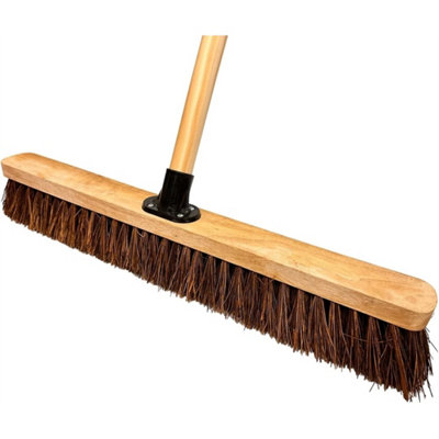 18" Outdoor Broom Handle Yard Brush Stiff Bristle from B&Q