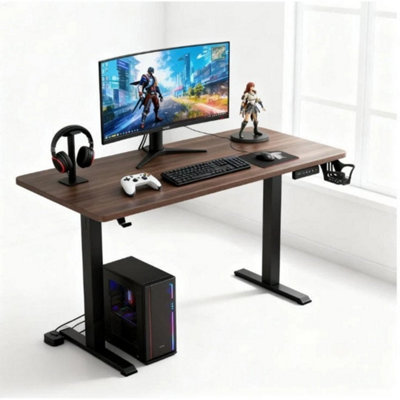  - Height Adjustable Electric Standing Desk W/ Cup Holder+Headphone Holder Home