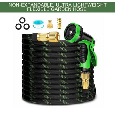  - 150Ft Non-Expandable Flexible Garden Water Hose Spray Nozzle Gun
