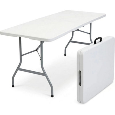  - White 6Ft Catering Camping Heavy Duty Folding Trestle Table Picnic Bbq Party