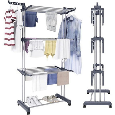 4 Tier Folding Clothes Airer Drying Rack Side Wings from B&Q