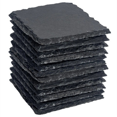  - Square Slate Coasters 10Cm Pack Of 12