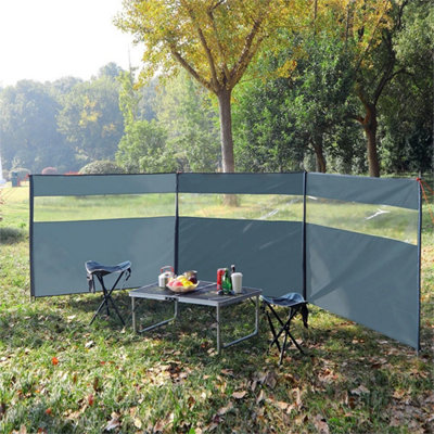 Camping Windbreaker Wind Break Screen 3 Panel Blocker Garden5M X 1.5M from B&Q