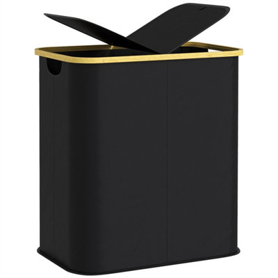80L Collapsible Laundry Hamper Washing Basket For Bathroom Black from B&Q