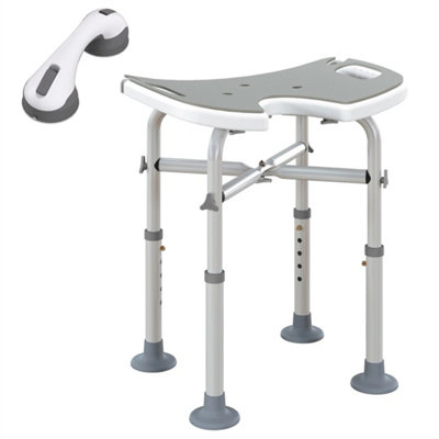  - Aluminium Shower Stool For Elderly Disabled Non-Slip Bath Stool Grey