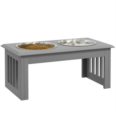  - Raised Dog Bowl Pet Feeder Raised Elevated Stainless Steel Food Grey
