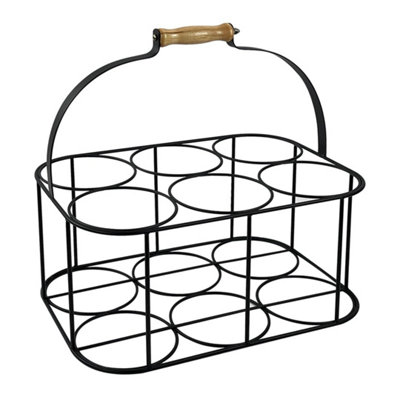  - Metal 6 Milk Bottle Holder Carrier Tidy Storage Rack Drinks Carry Caddy Crate