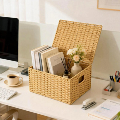 Woven Paper Rope Storage Basket With Lid from B&Q