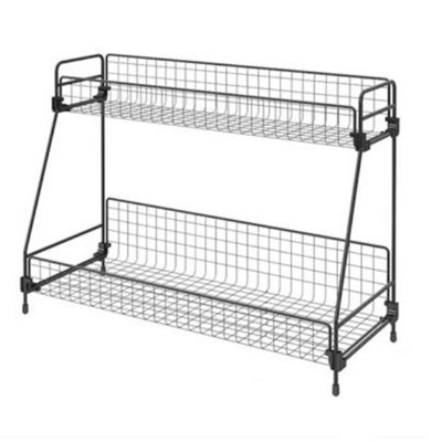  - 31.5X16X30Cm Black 2 Tier Freestanding Spice Jar Storage Rack Organiser