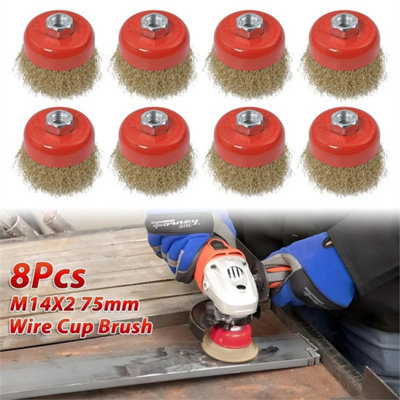 8Pcs M14 75mm Brass Coated Wire Cup Brush For Angle Grinder from B&Q