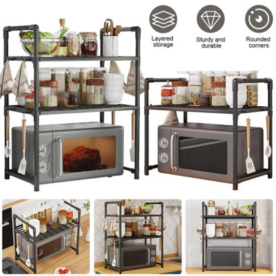  - 3 Tier Microwave Oven Rack Stand Storage Holder Kitchen Corner Shelf Black