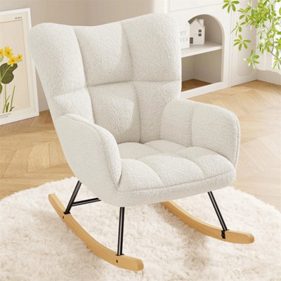 Beige High Back Rocking Armchair Nursing Lounge Chair For Bedroom from B&Q