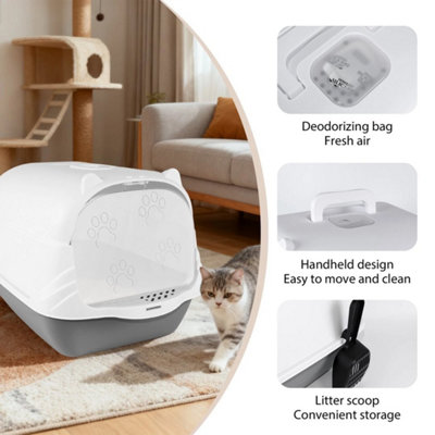  - Extra Large Open Cat Litter Tray High Sided Deep Jumbo Rim Pan Box Loo Toilet