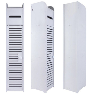  - Toilet Paper Roll Holder White Pvc Free Standing Bathroom Storage Cabinet Shelf