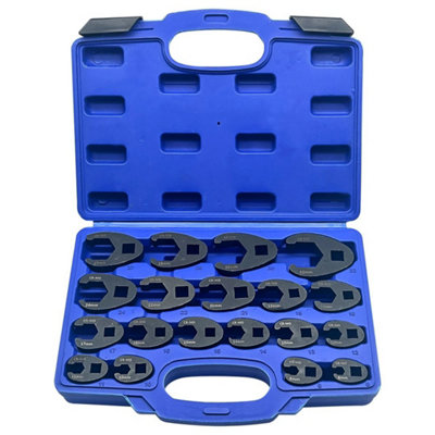  - 19X Crow Foot Spanner Set 8-32mm Heavy Duty Open End Crows Feet Wrench Tool Case