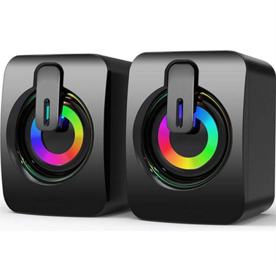 Usb Wired Led Computer Speakers Stereo Bass 3.5mm from B&Q