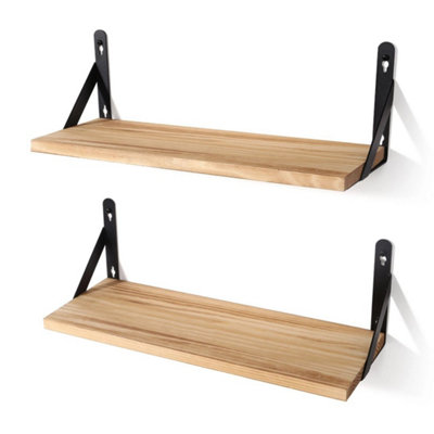  - 2Pcs Floating Shelves Wooden Wall Mounted Display Storage Hold Rustic Industrial