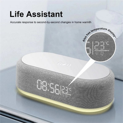 4 In 1 Alarm Clock Bedside Wireless Charger Night Light Digital Clock Dimmable from B&Q