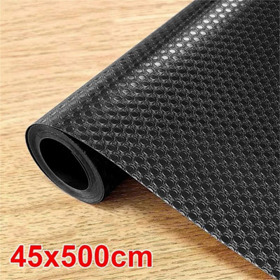  - 5M Non-Slip Drawer Liner Bulk Roll Shelf Cabinet Pad Kitchen Cupboard Mat Black 45X500Cm 630G