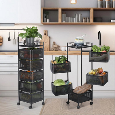 6 Tier Kitchen Rotating Storage Trolley Cart With Wheels Utility Vegetable Uwdmp from B&Q