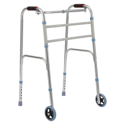 Folding Lightweight Walker Adjustable Wheels Zimmer Aid from B&Q