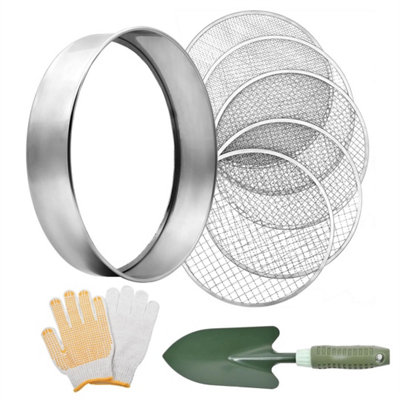 Garden Sieve Metal Riddle Soil 12-3mm Mesh Sifter Set from B&Q