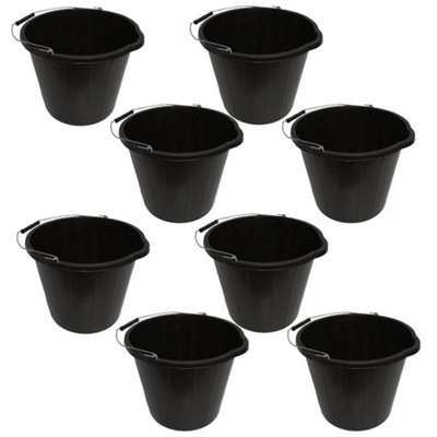 Pack Of 8-Plastic Builders Bucket 3 Gallons 14L Heavy Duty Work Water Feed from B&Q