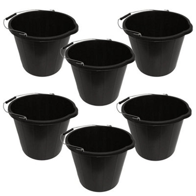 Pack Of 6-Plastic Builders Bucket 3 Gallons 14L Heavy Duty Work Water Feed from B&Q