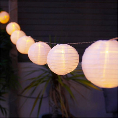 4.5M Solar Chinese Lantern Led Warm White Hanging Outdoor String Lights from B&Q