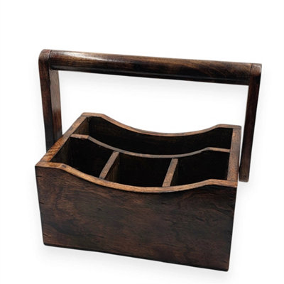 Wooden Cutlery Holder Box Kitchen Utensil Storage Organizer Silverware Caddy from B&Q