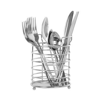Chrome Cutlery Holder Metal Utensil Caddy For Kitchen Tabletop & Storage from B&Q